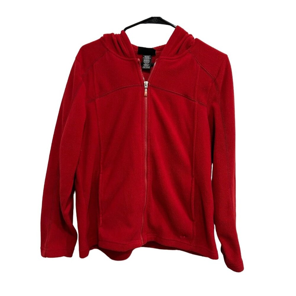 Athletech Red Fleece Full Zip Hoodie Jacket Sz L